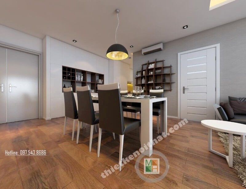 Mẫu cửa gỗ hiện đại được lựa chọn để tạo ra một không gian đồng nhất và không bị rối mắt.